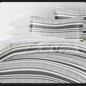 Hearth & Hand Magnolia King Linen Blend Stripe Duvet Cover Farmhouse Neutral